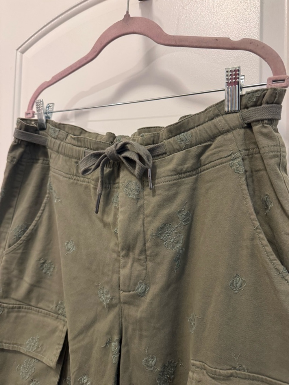 Anthropologie Pilcro Ditsy Embroidered Drawstring Cargo Pants View 6